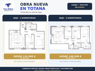 Planta baixa a Totana. Pisos de planta baja de obra nueva en totana con garaje y traste
