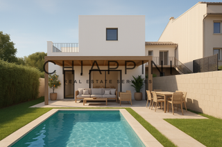 Maison à La Punxa. Casa en una sola planta con jardin