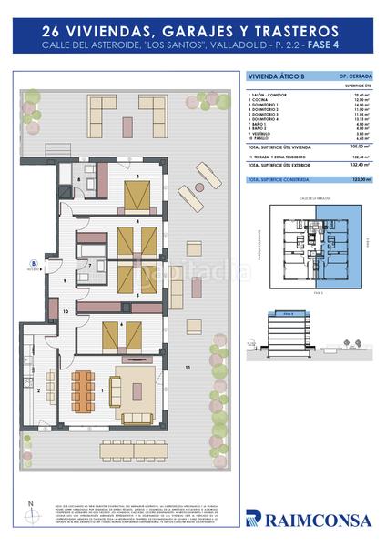 Foto ce30c237-fe35-427d-82e3-ffd6f889eba9. Attico 123m<sup>2</sup> con riscaldamento parcheggio piscina in Pilarica - Los Santos Valladolid