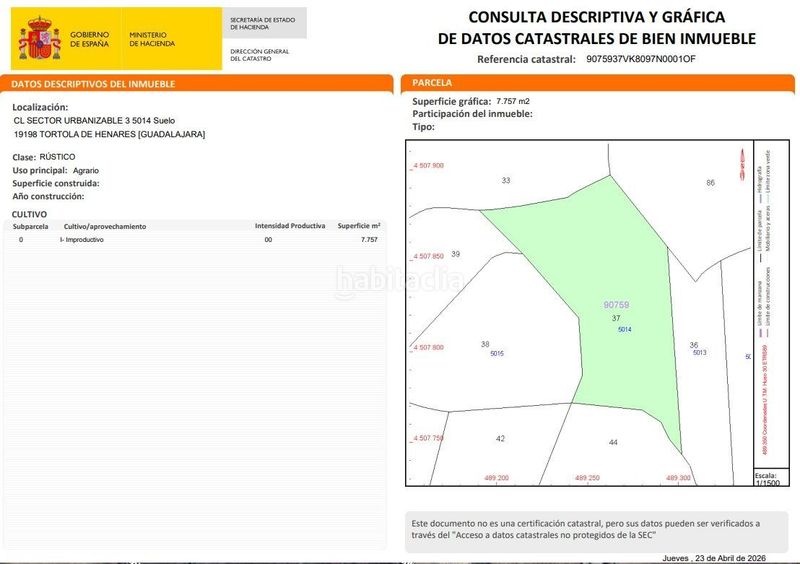 Foto 1dd84ac3-6679-40ba-b269-9d9d42190092. Finca rústica a sector urbanizable 3 3 a Tórtola de Henares