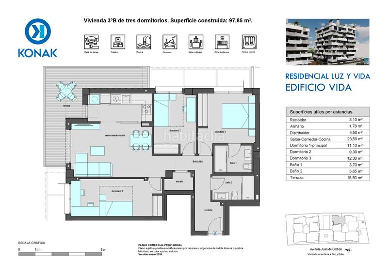 Foto 1051d21b-8434-43ab-a644-a8178fdb6655. Appartement 98m<sup>2</sup> dans avenida don juan de borbon 102 dans Murcia