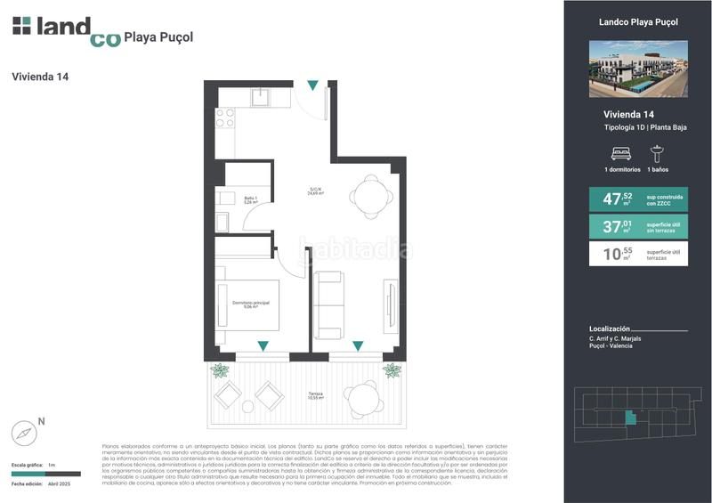 Foto 90d1a0c8-bbdd-4644-828d-d563106a7f03. Rez-de-chaussée 48m<sup>2</sup> avec parking piscine dans playas de Puçol Puçol