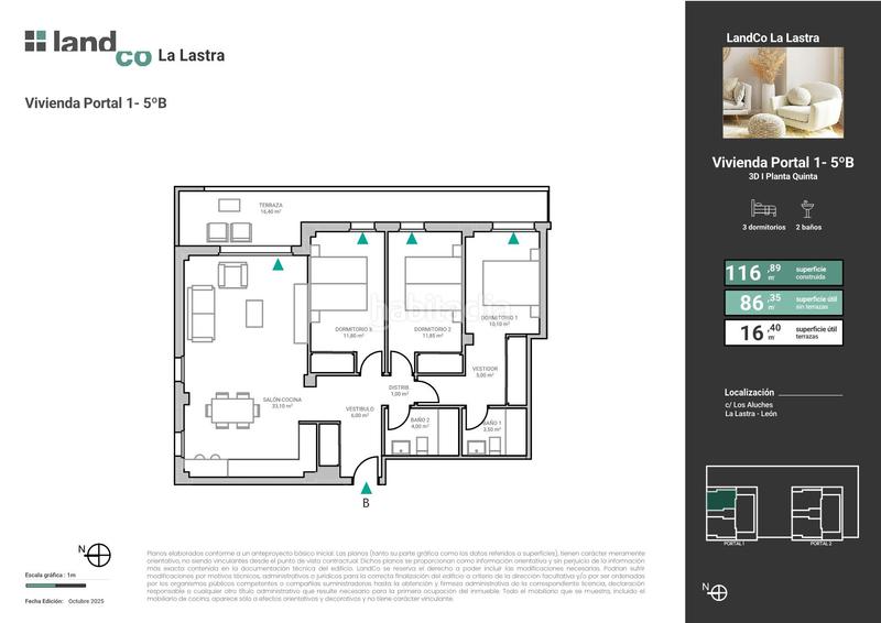 Foto 1331595c-c860-48b0-a0a4-707a9deeca75. Pis 116m<sup>2</sup> amb calefacció a La Lastra León