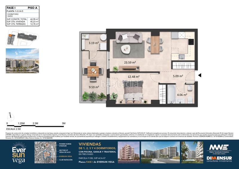 Foto 20c70e49-4ea6-49fa-9610-929b6bff0941. Apartment 61m<sup>2</sup> with heating pool in nueva Almería - cortijo grande - vega de acá Almería