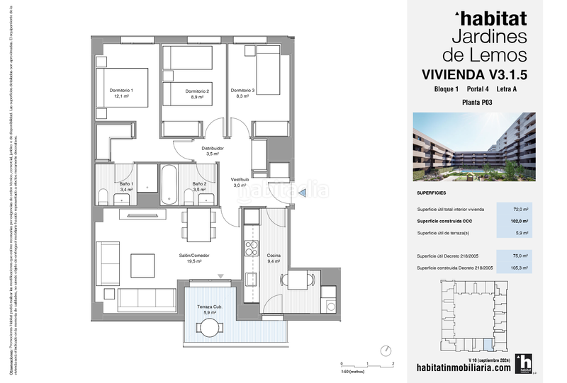 Foto 40452dce-4a3d-43d4-a87b-6d03f7a2e794. Appartement 105m<sup>2</sup> dans calle japón 20 dans colores - entreparques Sevilla