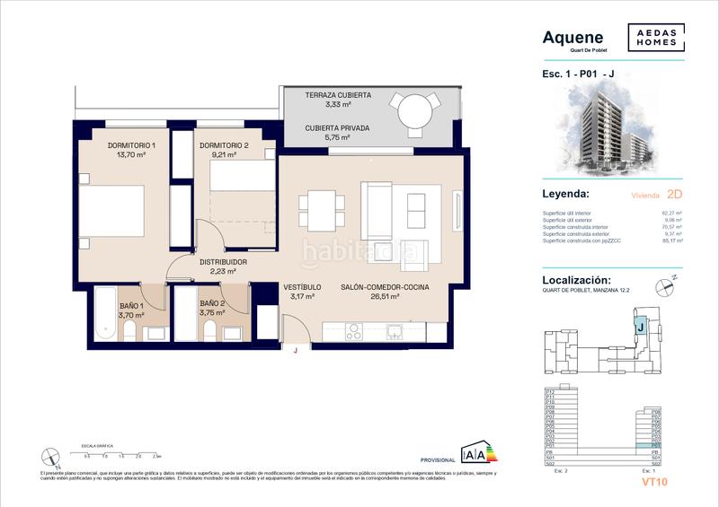 Foto b3e5bd58-2944-4da3-8a62-94cfdf9802e9. Appartement 85m<sup>2</sup> avec chauffage parking piscine dans Quart de Poblet