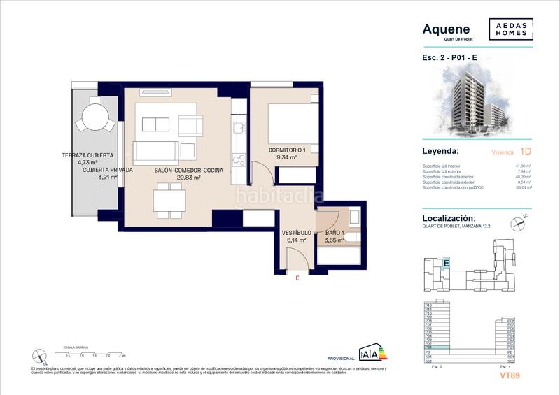 Foto 6477e3b7-c516-4c40-8a3c-9785e79cd678. Appartamento 58m<sup>2</sup> con riscaldamento parcheggio piscina in Quart de Poblet