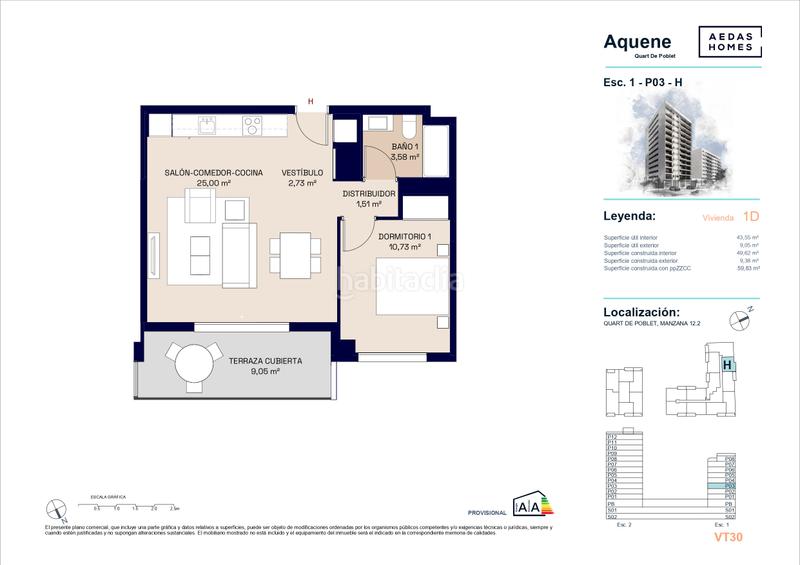 Foto 78637fe7-c46b-44b0-a65b-7afd7bef29fd. Appartement 60m<sup>2</sup> avec chauffage parking piscine dans Quart de Poblet