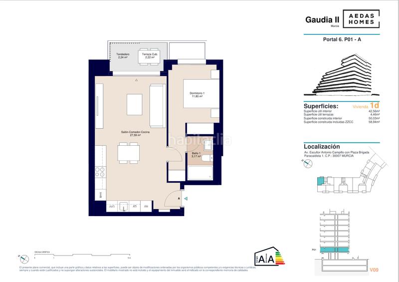 Foto 2628e958-2b4f-4c1d-b003-5e4044991be0. Appartement 59m<sup>2</sup> dans plaza brigada paracaidista 5 dans Juan Carlos I Murcia