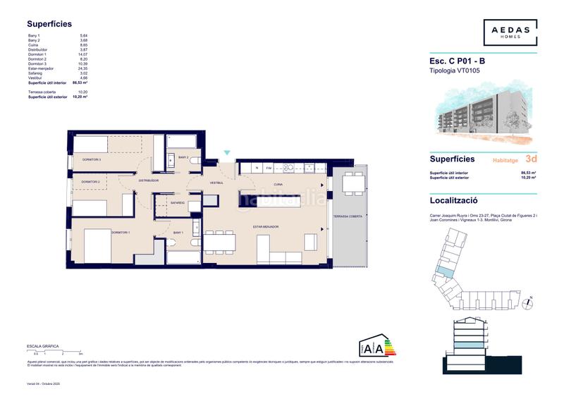 Foto 4c9db689-4336-4b03-92cc-c4a7bf48a594. Flat 117m<sup>2</sup> in plaça de la ciutat de figueres 2 in Montilivi Girona
