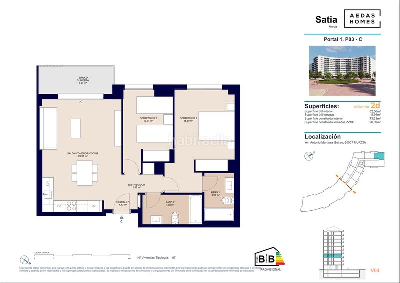Foto d70fc2cd-f0c5-4508-a715-69ccddfa24ae. Pis 90m<sup>2</sup> amb aparcament piscina a Juan Carlos I Murcia