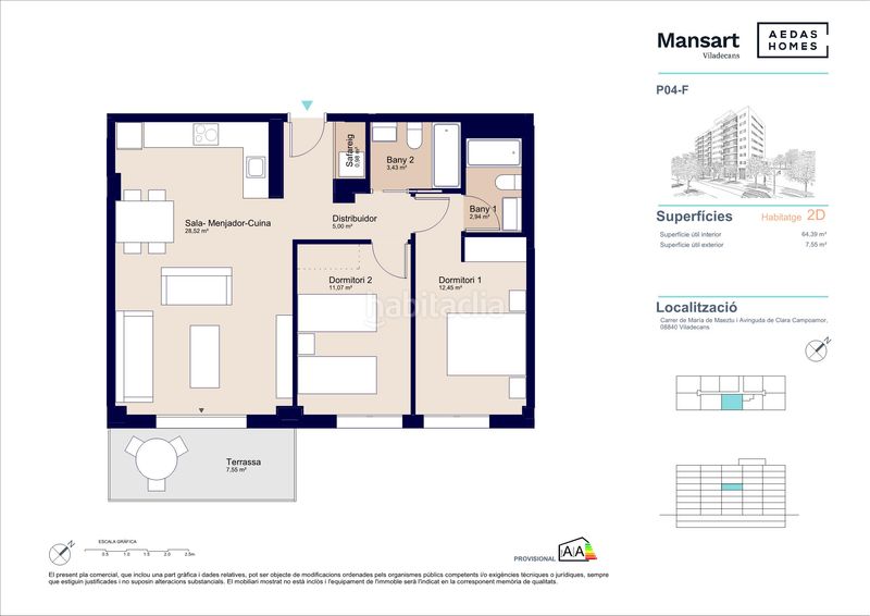 Foto f6c4f6db-8539-44fc-8d0d-5e85d09ea476. Pis 83m<sup>2</sup> amb calefacció aparcament piscina a Llevant Viladecans