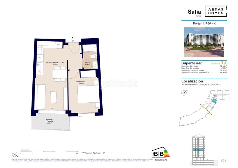 Foto 58368658-a5b6-4f3d-a76f-c33ca7bf2e86. Etagenwohnung 46m<sup>2</sup> mit parking pool in Juan Carlos I Murcia