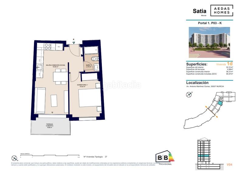 Foto 16bb89ca-8f48-40ea-a74e-0c266cfd4472. Pis 46m<sup>2</sup> amb aparcament piscina a Juan Carlos I Murcia
