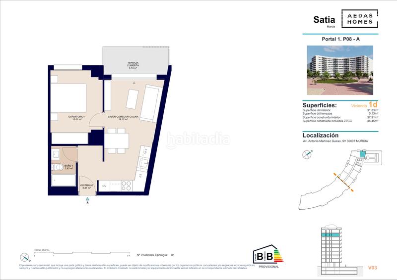 Foto 6cd7ab82-e960-4ef8-a86c-d7fead6f1379. Flat 46m<sup>2</sup> with parking pool in Juan Carlos I Murcia