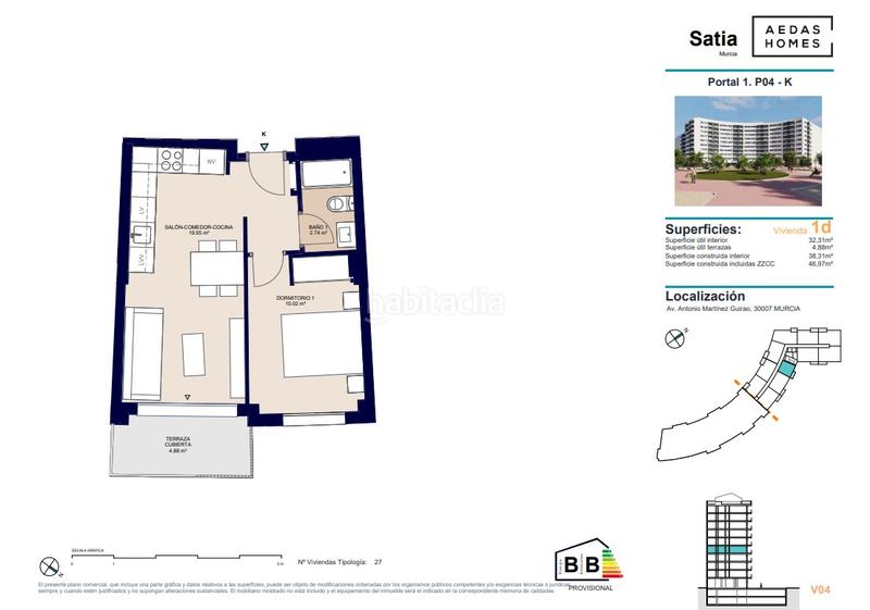 Foto 822b06df-e48b-47d3-bc34-f144d2a28406. Piso 46m<sup>2</sup> en Juan Carlos I Murcia