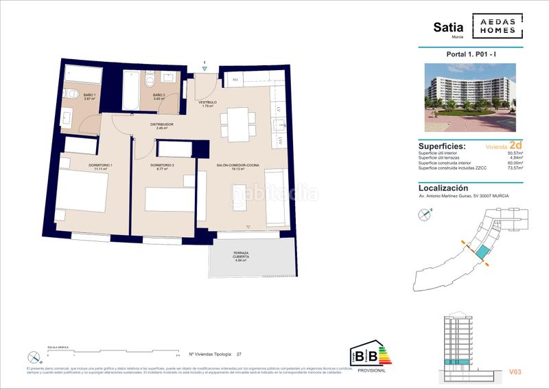 Foto 79f9bd42-1b7f-430d-8c5c-f79bdf045e70. Flat 73m<sup>2</sup> with parking pool in Juan Carlos I Murcia
