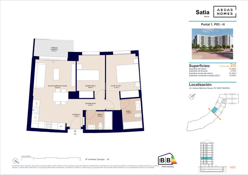 Foto 3e35f2a6-715d-493e-a019-9a35d08c2ae1. Appartement 75m<sup>2</sup> avec parking piscine dans Juan Carlos I Murcia