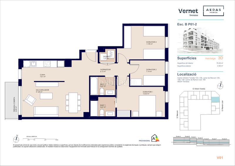 Foto 3e1e8064-282b-47e8-a28a-994c5b319636. Appartement 107m<sup>2</sup> dans carrer de marconi 126 dans Ca n'Aurell Terrassa