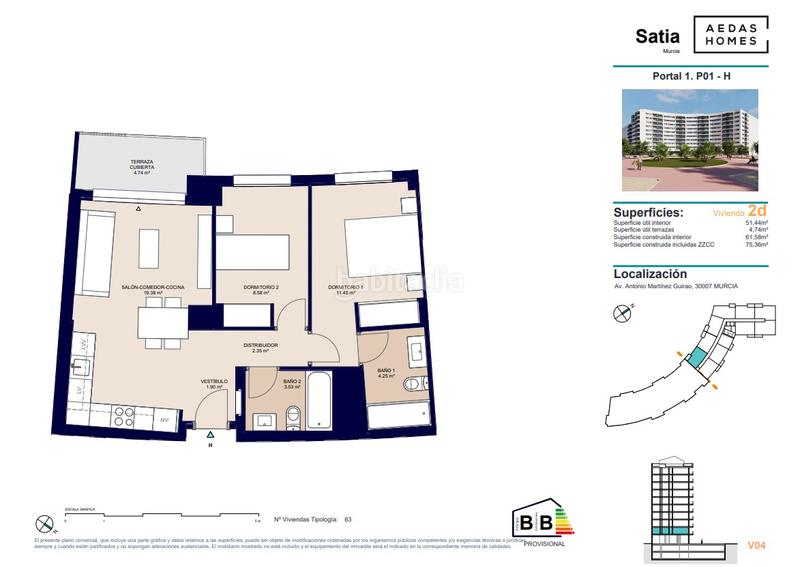 Foto bbcc4855-6fdb-4347-b694-505f585e643f. Flat 73m<sup>2</sup> with parking pool in Juan Carlos I Murcia