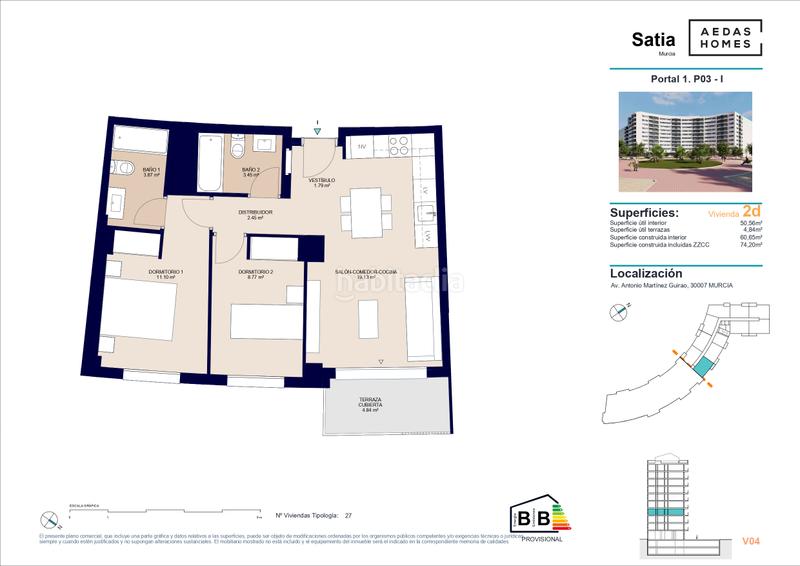 Foto cd015ef4-5337-4563-a2b9-abb543122964. Etagenwohnung 74m<sup>2</sup> mit parking pool in Juan Carlos I Murcia