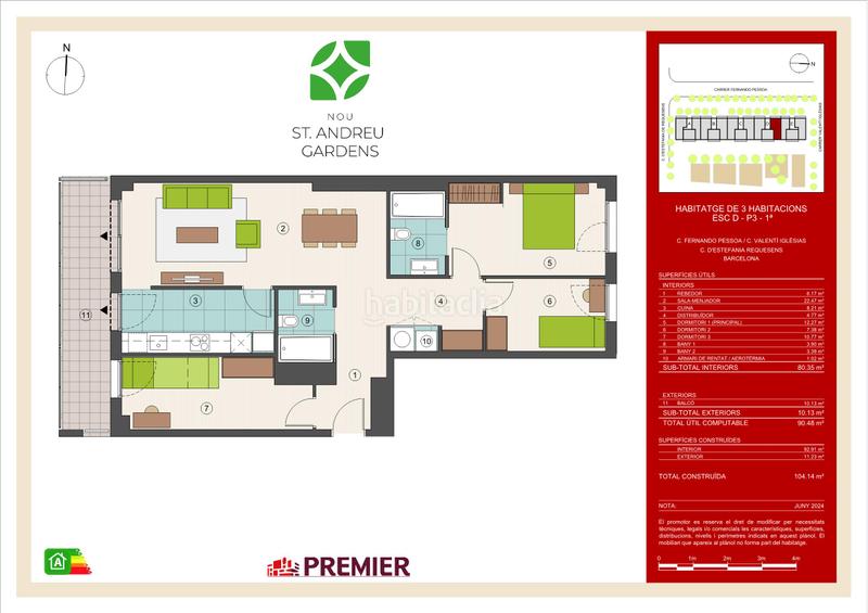 Foto a8ebad9b-6bf4-44cb-ba44-9b0e265baa59. Appartement 104m<sup>2</sup> dans carrer de fernando pessoa 20 dans Sant Andreu de Palomar Barcelona