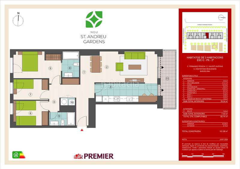 Foto 5ceb09cc-0fac-4a6e-92d5-ed0d95b3a6c1. Flat 101m<sup>2</sup> in carrer de fernando pessoa 20 in Sant Andreu de Palomar Barcelona