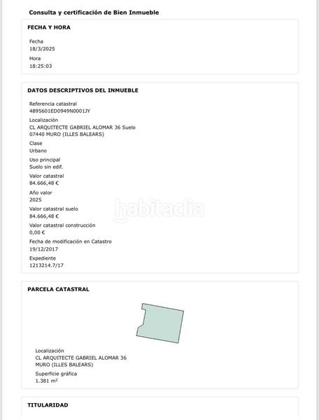 Foto e6cd9229-7b14-4f07-8605-210e18fa2dab. Terreno residencial suelo urbano en Muro