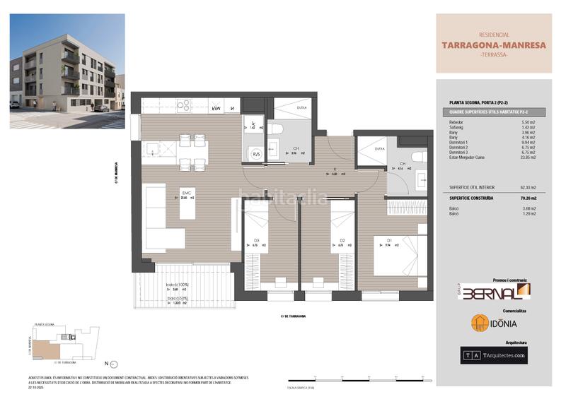 Foto c849f59d-3916-4f12-9aaf-8eabea43eb27. Appartement 79m<sup>2</sup> dans carrer de tarragona 66 dans Sant Pere Nord Terrassa