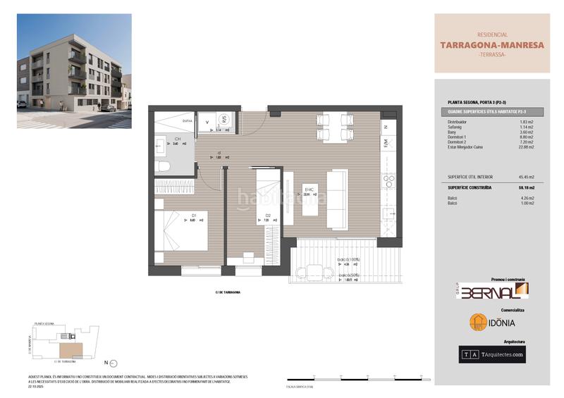 Foto 0dfe4ee2-eb9e-4a6a-b62a-394ad1a7536f. Etagenwohnung 58m<sup>2</sup> in carrer de tarragona 66 in Sant Pere Nord Terrassa