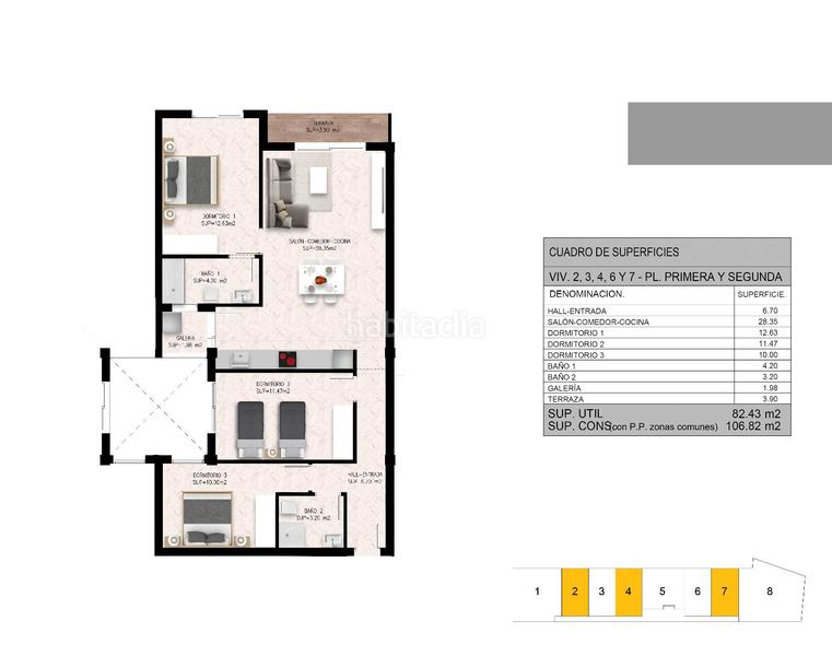 Foto 72280929-9fdb-4d2a-a3ac-44d879bd5816. Appartement 106m<sup>2</sup> dans plaza andalucía 3 dans La Coca-La Nia-Vistahermosa Aspe