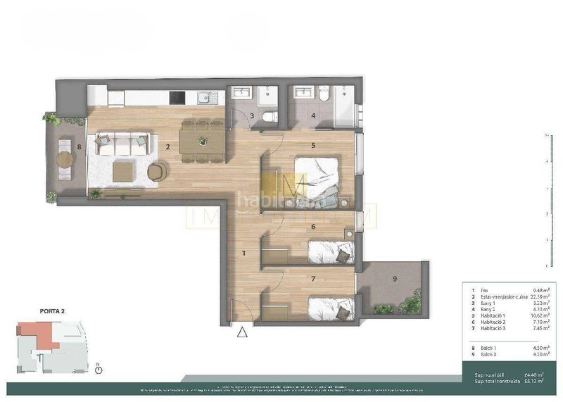 Foto a099952b-5af6-4b8c-8ac2-77778bb2bc45. Piso  de obra nueva de 3 habitaciones, 2 baños y dos balcones 85 m construidos en Sant Pere de Ribes