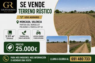 Fondo rustico  Camí de montcada. A la venta terreno en moncada valencia