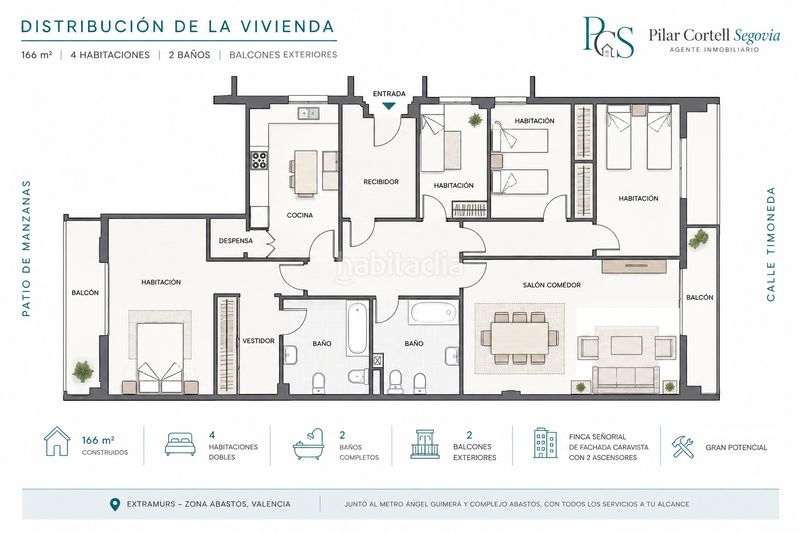 Piso espectacular vivienda de techos altos y amplios balcones en finca señorial en Valencia - Imagen 4