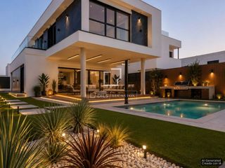 Xalet a El Bosque. Casa pareada de obra nueva de 412 m con piscina, patio interior