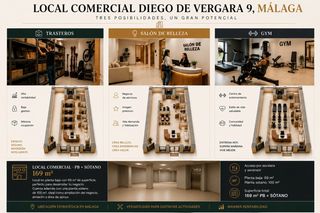 Business premise  Calle diego de vergara. Local comercial de 169 m² en zona céntrica de málaga