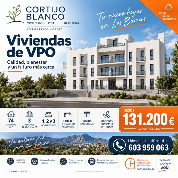 Foto d7a374f4-f74f-4dc7-b7a2-b83d2d674f1b. Promoción 74 Viviendas de VPO Cortijo Blanco en Barrios (Los). Edificio viviendas de obra nueva