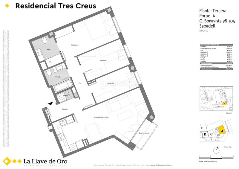 Foto 2a213fbf-2e0c-4aff-8d78-4a6251e0d62e. Appartamento 91m<sup>2</sup> in carrer de les tres creus 207 in Covadonga Sabadell
