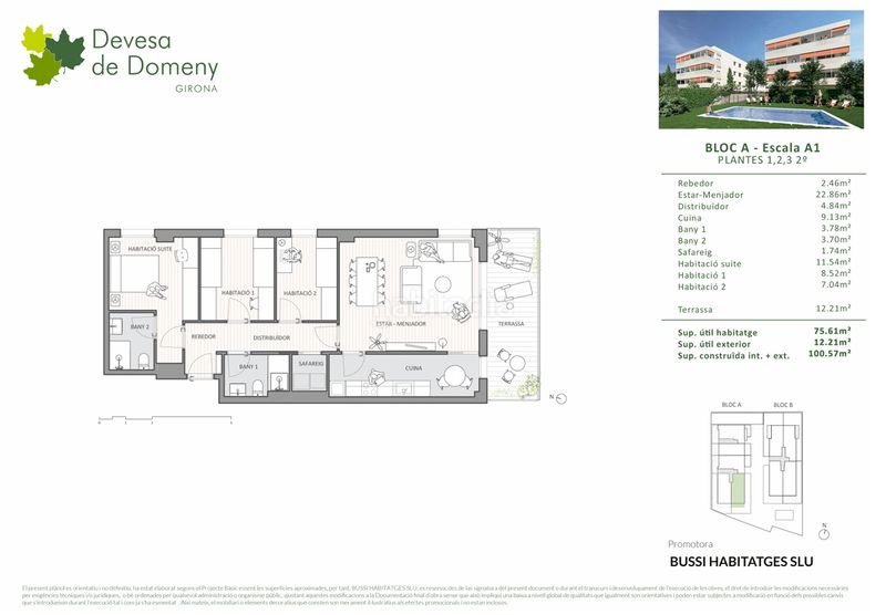 Foto 91879bd4-dcd2-4a21-afa3-749bd5afaf7c. Pis 100m<sup>2</sup> amb calefacció piscina a Domeny Girona