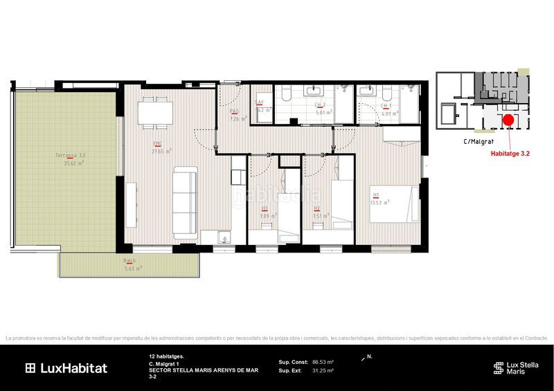 Foto e956929e-b059-4cda-bf1f-179a347cb2a6. Àtic 86m<sup>2</sup> amb calefacció aparcament piscina a Zona alta Arenys de Mar