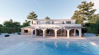 Casa a Benissa Pueblo. Impresionante proyecto de villa rústica con piscina privada, viñ