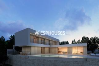 Casa a La Fustera. Villa de obra nueva con vistas al mar en benissa