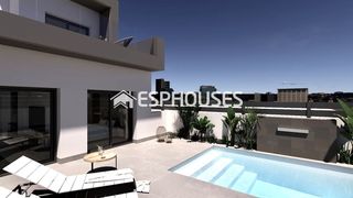 Chalet in Benijófar. Villa de obra nueva con piscina privada, solárium y sótano en be