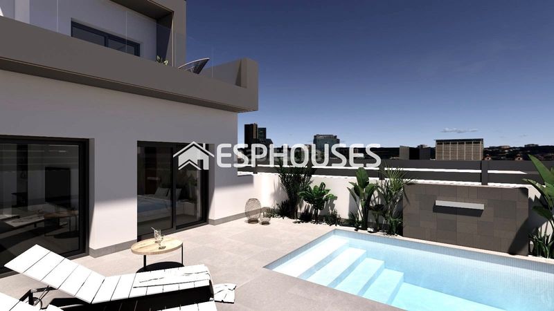 Foto bfb30a4f-ee86-4407-ad08-59e00fef9518. Chalet villa de obra nueva con piscina privada, solárium y sótano en Benijófar